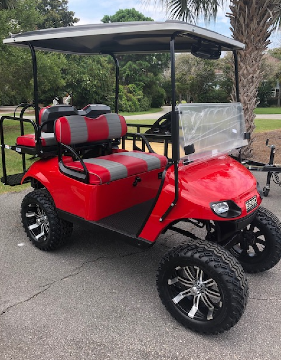 Rent the Custom Lifted Electric 4 Seat Golf Cart Island Golf Cart