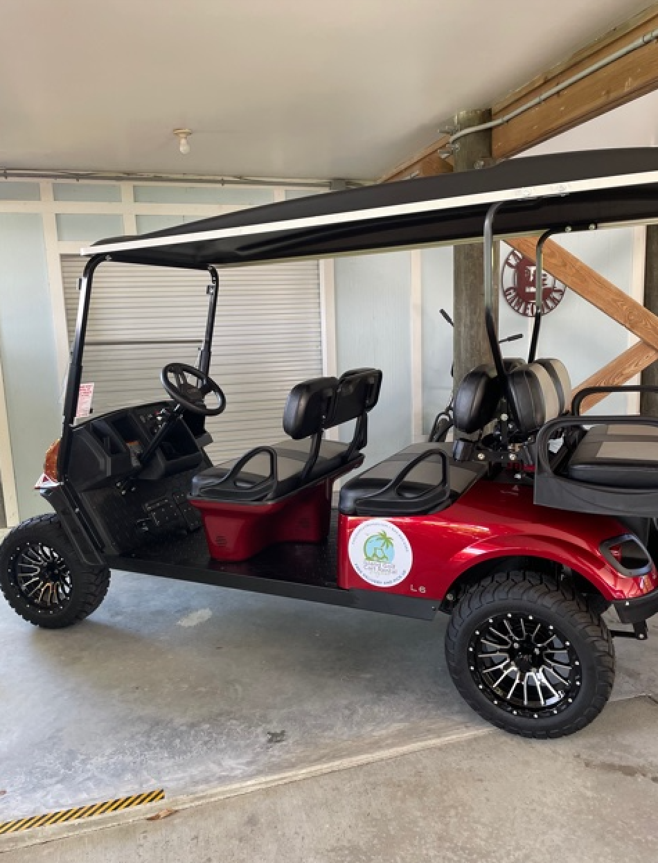 Rent the Custom Lifted Electric 6 Seat Golf Cart Island Golf Cart