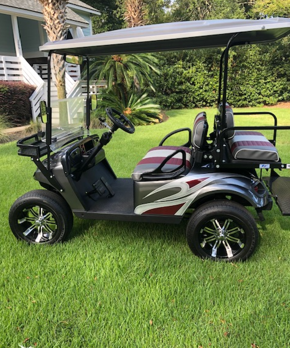 Rent the Custom Lifted Gas 4 Seat Golf Cart Island Golf Cart Rental