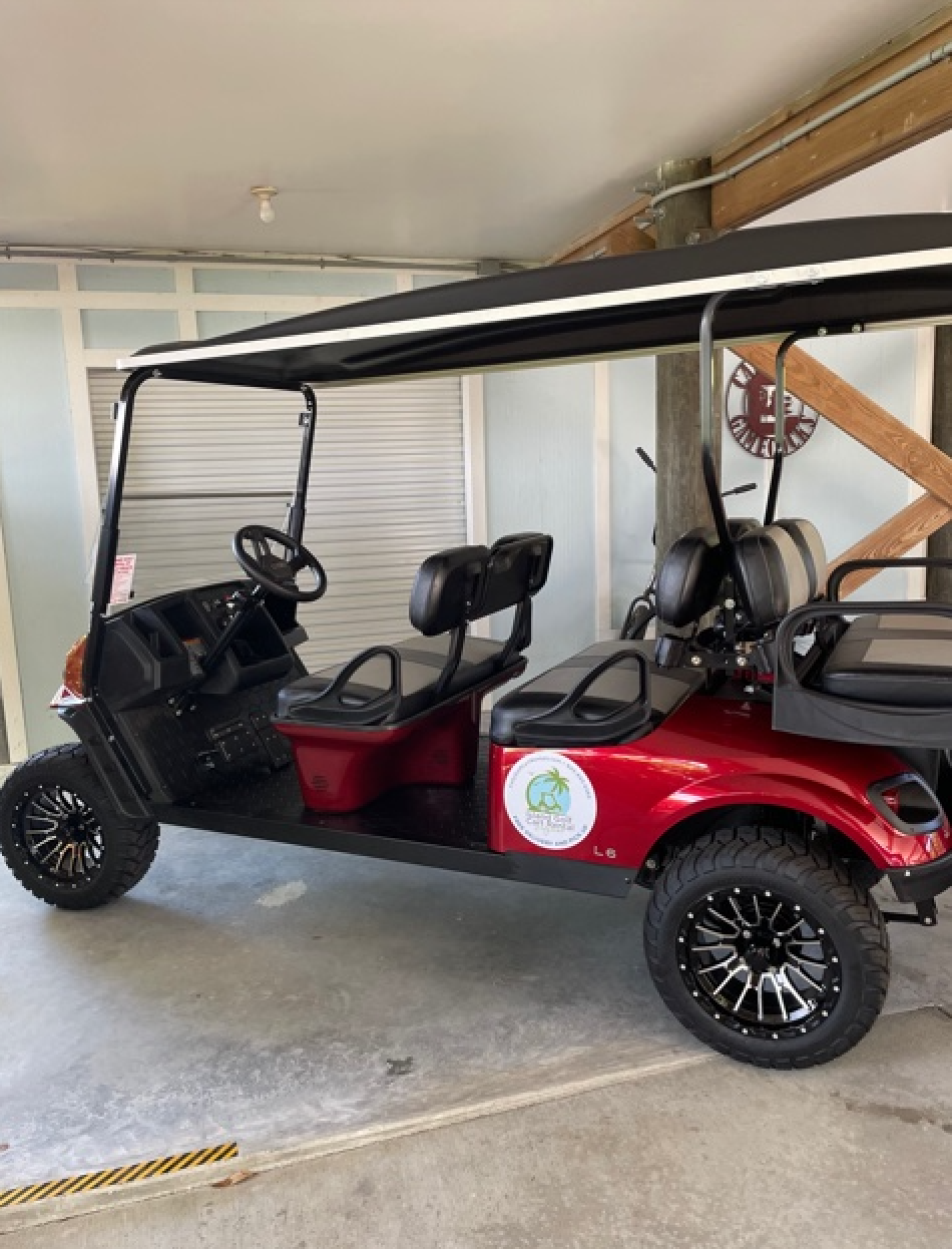 Rent the Custom Lifted Gas 6 Seat Golf Cart Island Golf Cart Rental