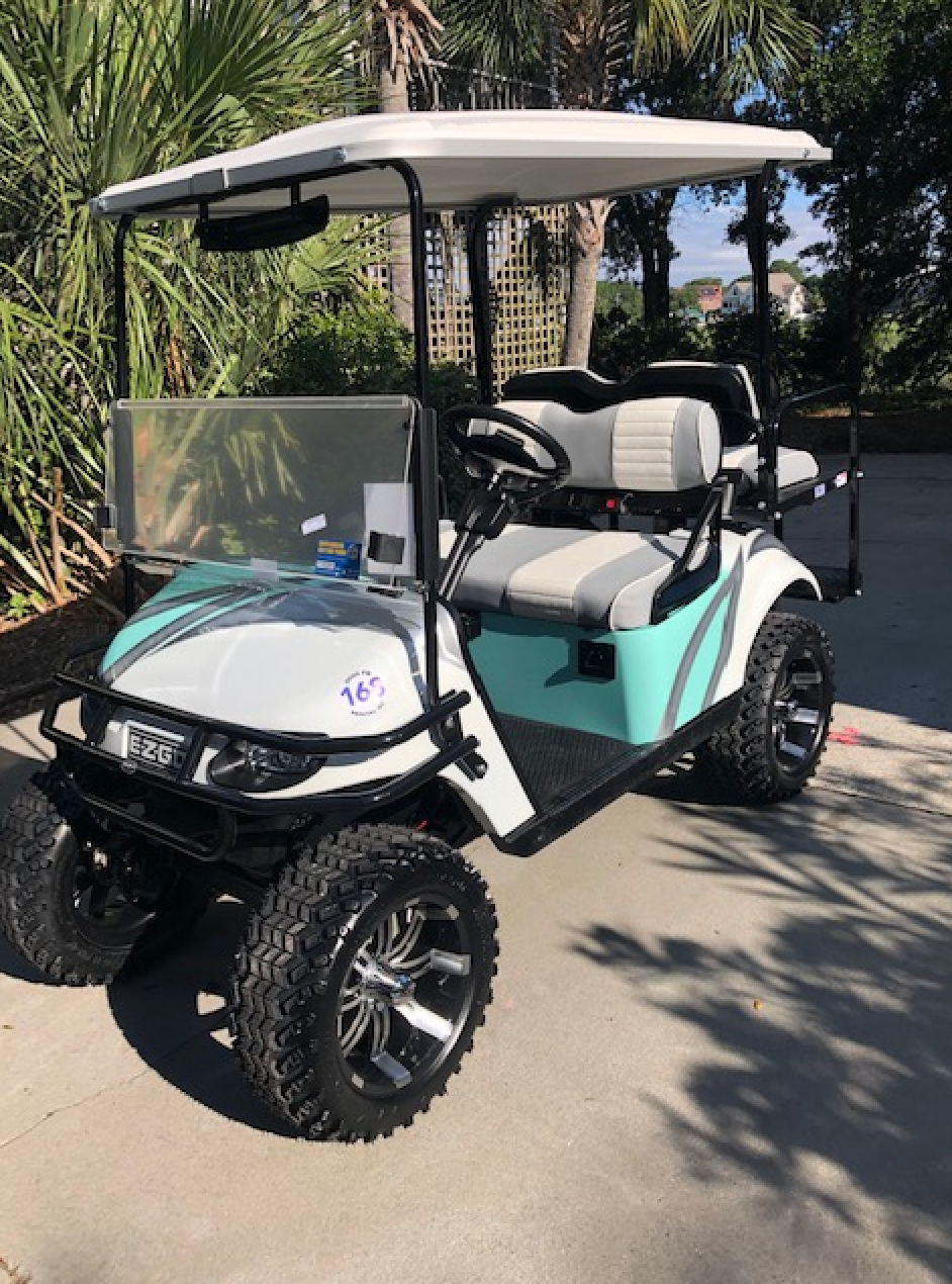Rent the Custom Lifted Gas 4 Seat Golf Cart Island Golf Cart Rental
