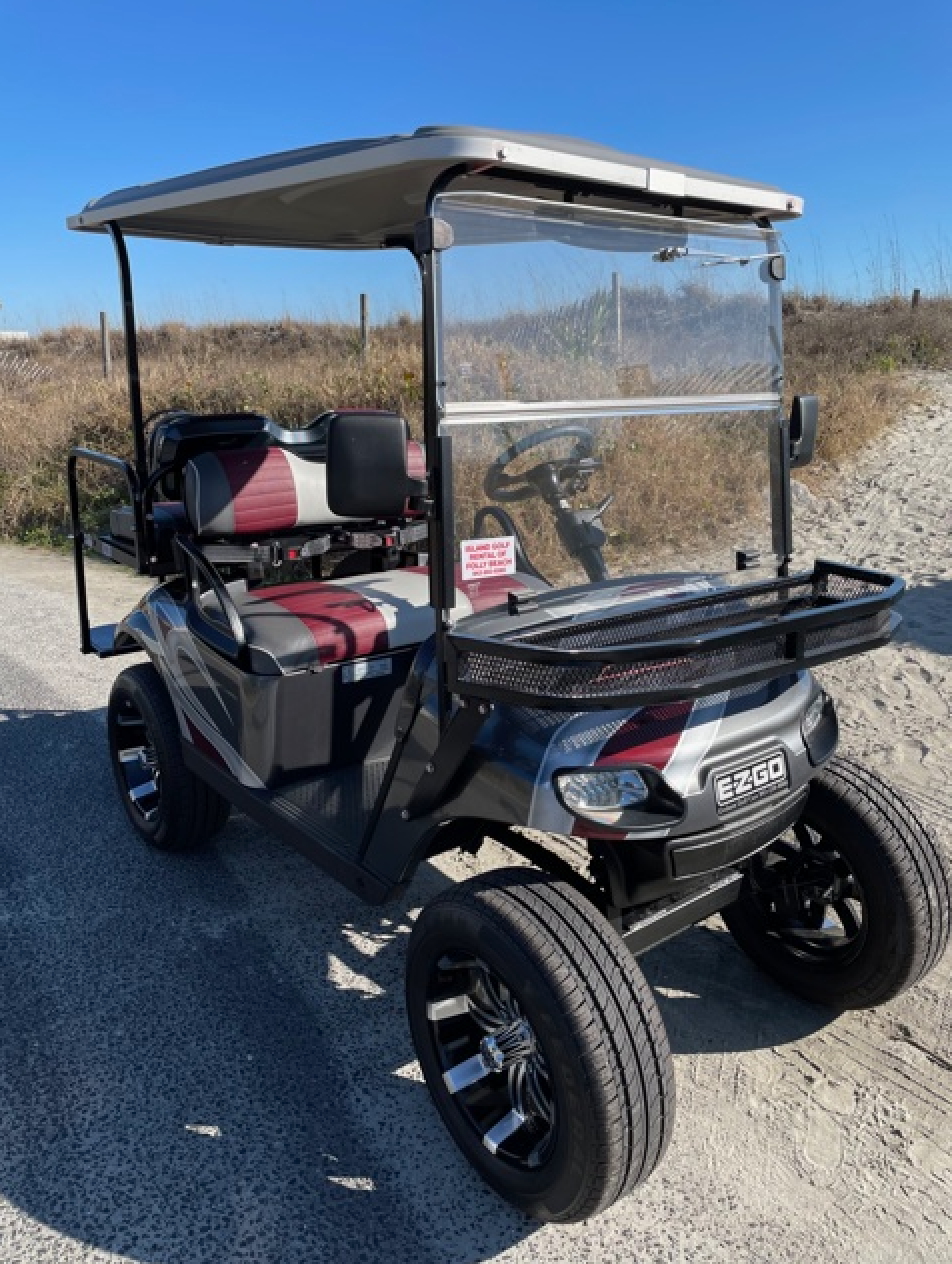 Rent the Custom Lifted Electric 4 Seat Golf Cart Island Golf Cart